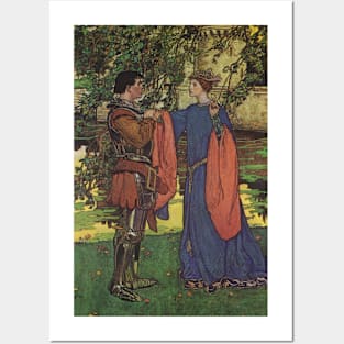 Vintage Fairy Tales, a Knight Shining Armor with His Princess by Elizabeth Shippen Green Posters and Art